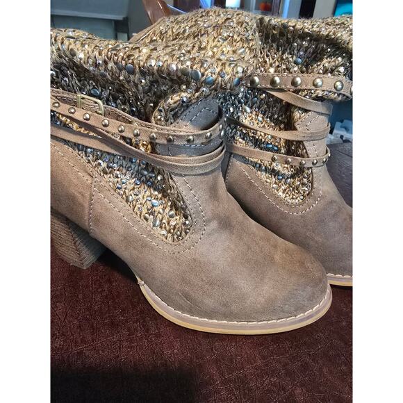 Buckle Boots Not Rated tan sequin bling sparkle Size 8M - Picture 1 of 7